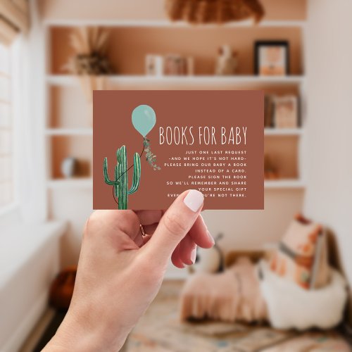 Cactus Blue Balloon Baby Shower Book Request Enclosure Card
