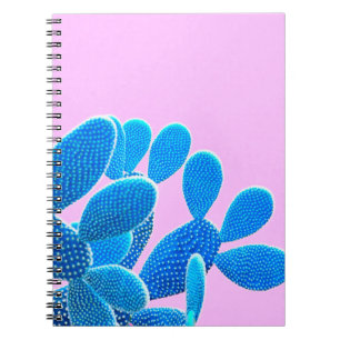 Cactus blue colored on pink background. Fashion, m Notebook
