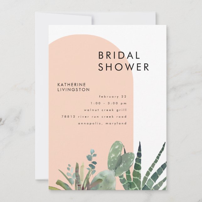 Cactus Blush Geometric Bridal Shower  Invitation (Front)