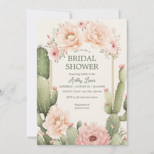Cactus Boho Bridal shower Desert Floral Invitation