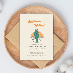 Cactus Boho Desert Retro 70s Bachelorette Weekend  Invitation