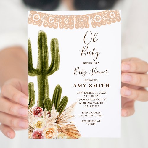 Cactus Boho Fiesta Oh Baby Invitation