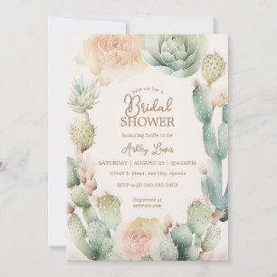 Cactus Boho floral Desert Neutral Greenery Invitation