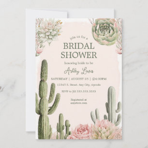 Cactus Boho Greenery flowers Desert Invitation
