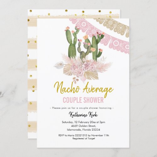 Cactus Boho Nacho Average Couple Shower Invitation