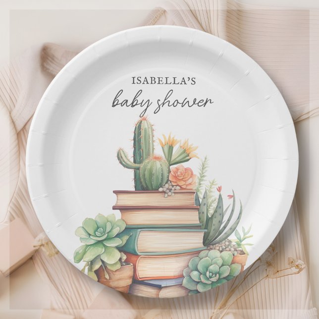 Cactus Book Themed | Baby Shower  Paper Plates (Creator Uploaded)