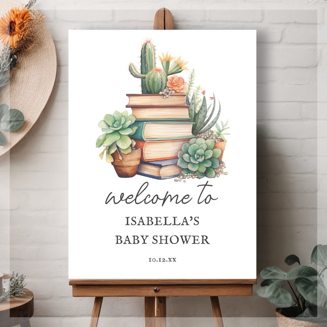 Cactus Book Themed Baby Shower Welcome Sign (Creator Uploaded)
