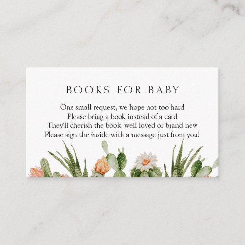 Cactus Books for Baby Enclosure Card