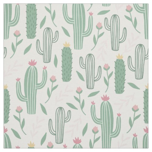 Cactus botanical pattern fabric