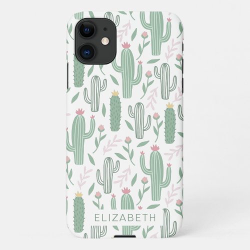 Cactus botanical pattern iPhone 11 case