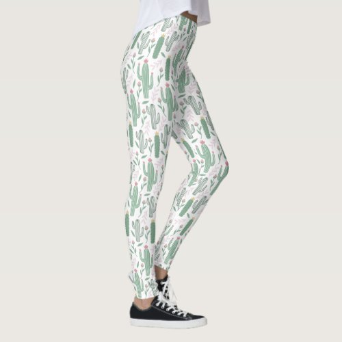 Cactus botanical pattern leggings