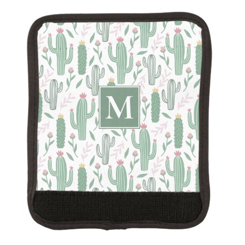 Cactus botanical pattern Monogram Luggage Handle Wrap