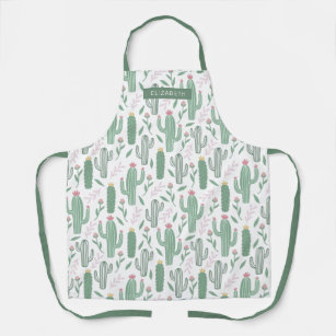 Cactus botanical pattern personalized apron