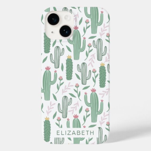 Cactus botanical pattern personalized Case_Mate iPhone 14 case