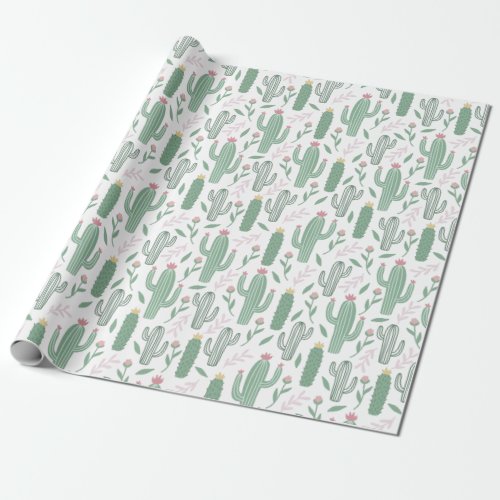 Cactus botanical pattern wrapping paper