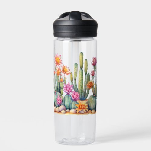 Cactus Botanical Succulent Watercolor Painting  Water Bottle