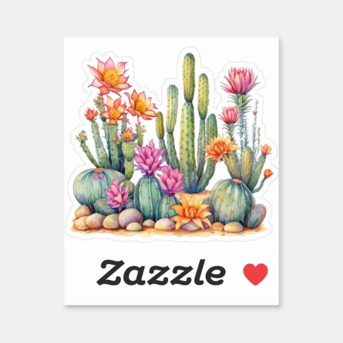 Cactus Botanical Watercolor Painting Custom Cut Sticker