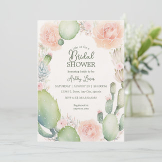 Cactus bridal shower, Boho bridal shower Invitation