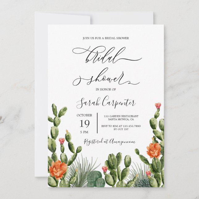 Cactus Bridal Shower Invitation (Front)