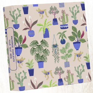 Cactus Cacti Succulent Blush Pink Personalized 3 Ring Binder