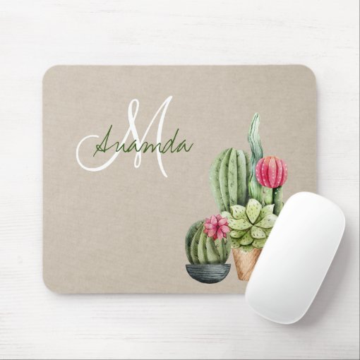 Cactus Cacti Succulent Southwest Desert Monogram Mouse Pad Zazzle