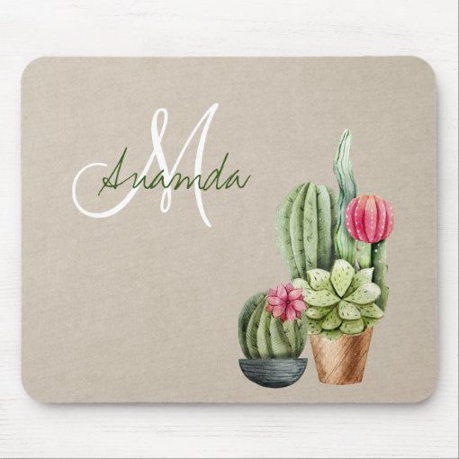 Cactus Cacti Succulent Southwest Desert Monogram Mouse Pad Zazzle
