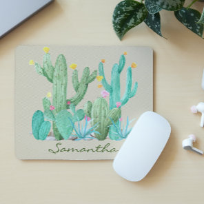 Cactus Cacti Succulent Southwest Desert Watercolor Mouse Pad
