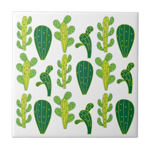 Cactus Cacti Succulents Pattern  Ceramic Tile