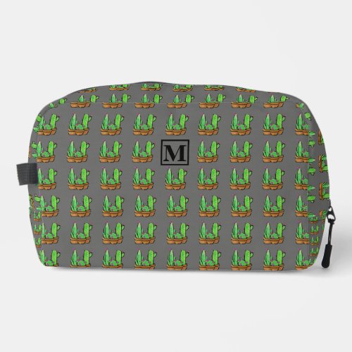 Cactus cacti succulents pattern gray monogram Sli Dopp Kit