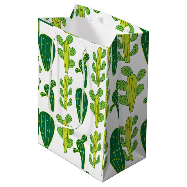 Cactus Cacti Succulents Pattern Medium Gift Bag (Front Angled)