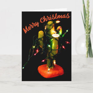 Cactus Candle Wrapped in Christmas Lights Card
