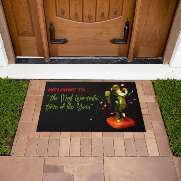 Cactus Candle Wrapped in Christmas Lights