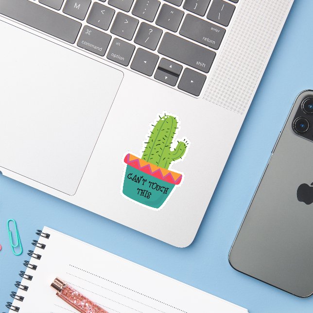 Cactus Can't Touch This Custom-Cut Vinyl Sticker (Laptop w/ iPhone)