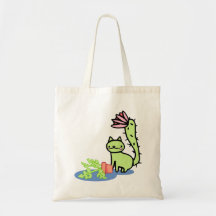 Cactus Cat Monstera Plant Tote Bag