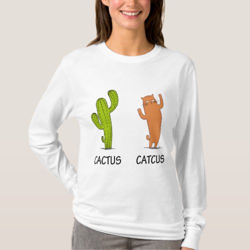 Cactus Catcus Funny Cat Gift Cactus  Cat Lover T_Shirt