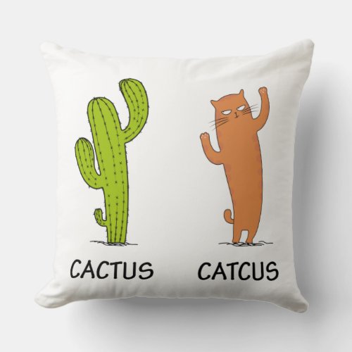 Cactus Catcus Funny Cat Gift Cactus  Cat Lover Throw Pillow