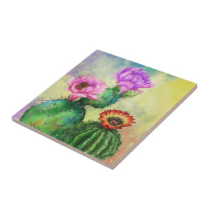 Cactus Ceramic Tile Beautiful Cacti Flowers