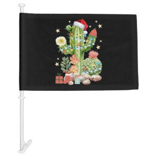 Cactus Christmas Decoration T Shirt Car Flag