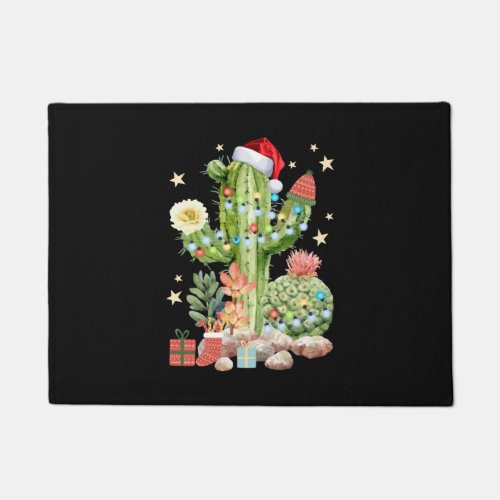 Cactus Christmas Decoration T Shirt Doormat