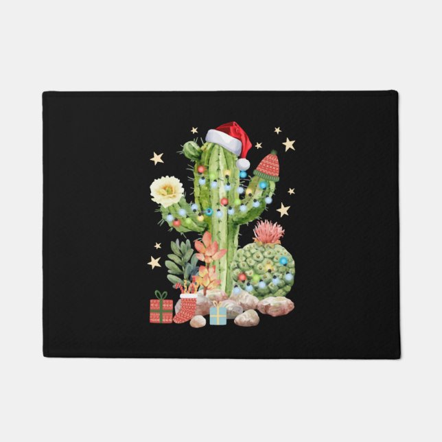 Cactus Christmas Decoration T Shirt Doormat (Front)