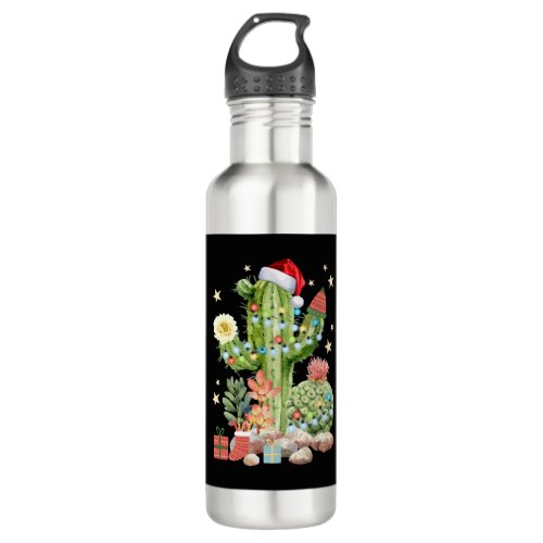 Cactus Christmas Decoration T Shirt Stainless Steel Water Bottle