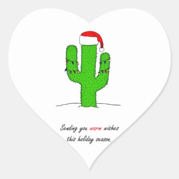 Cactus Christmas Heart Sticker by robyriker at Zazzle