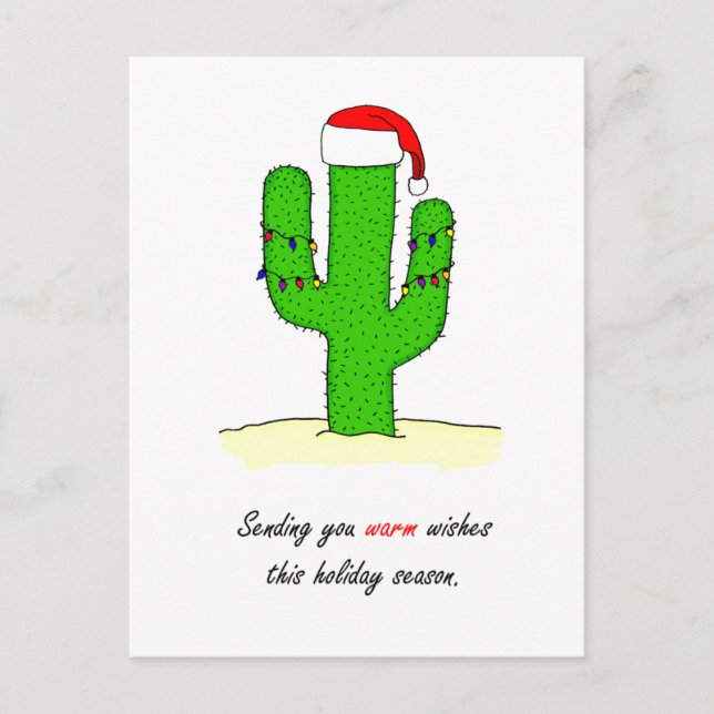 Cactus Christmas Holiday Postcard (Front)