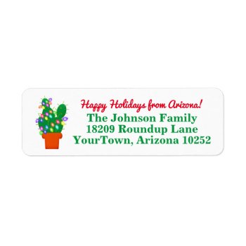 Cactus Christmas Lights Arizona Return Address Label by UniqueChristmasGifts at Zazzle