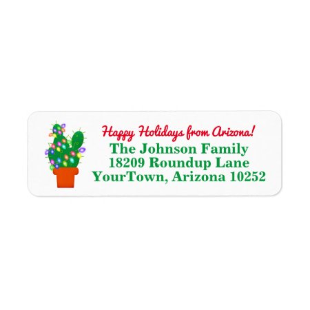 Cactus Christmas Lights Arizona Return Address Label
