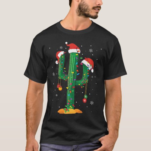 Cactus Christmas Lights Funny Xmas T_Shirt