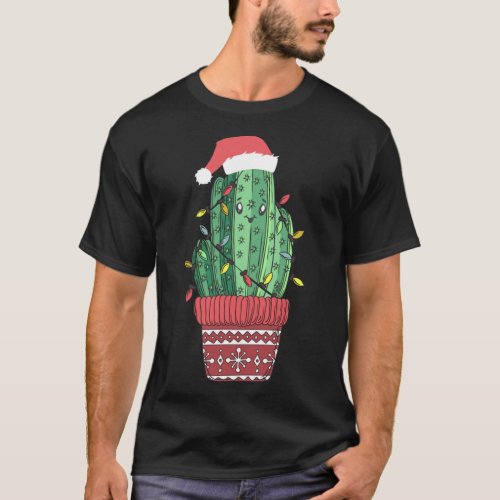 Cactus Christmas Lights  Succulent Plant lover Cla T_Shirt