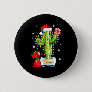 Cactus Christmas Sweater Lights Santa Xmas Plant L Button