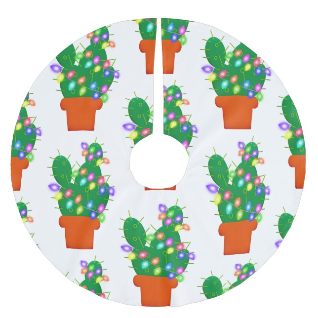 cactus christmas tree brushed polyester tree skirt (Front)