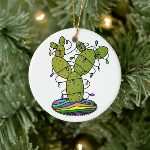Cactus Christmas Tree Ceramic Ornament